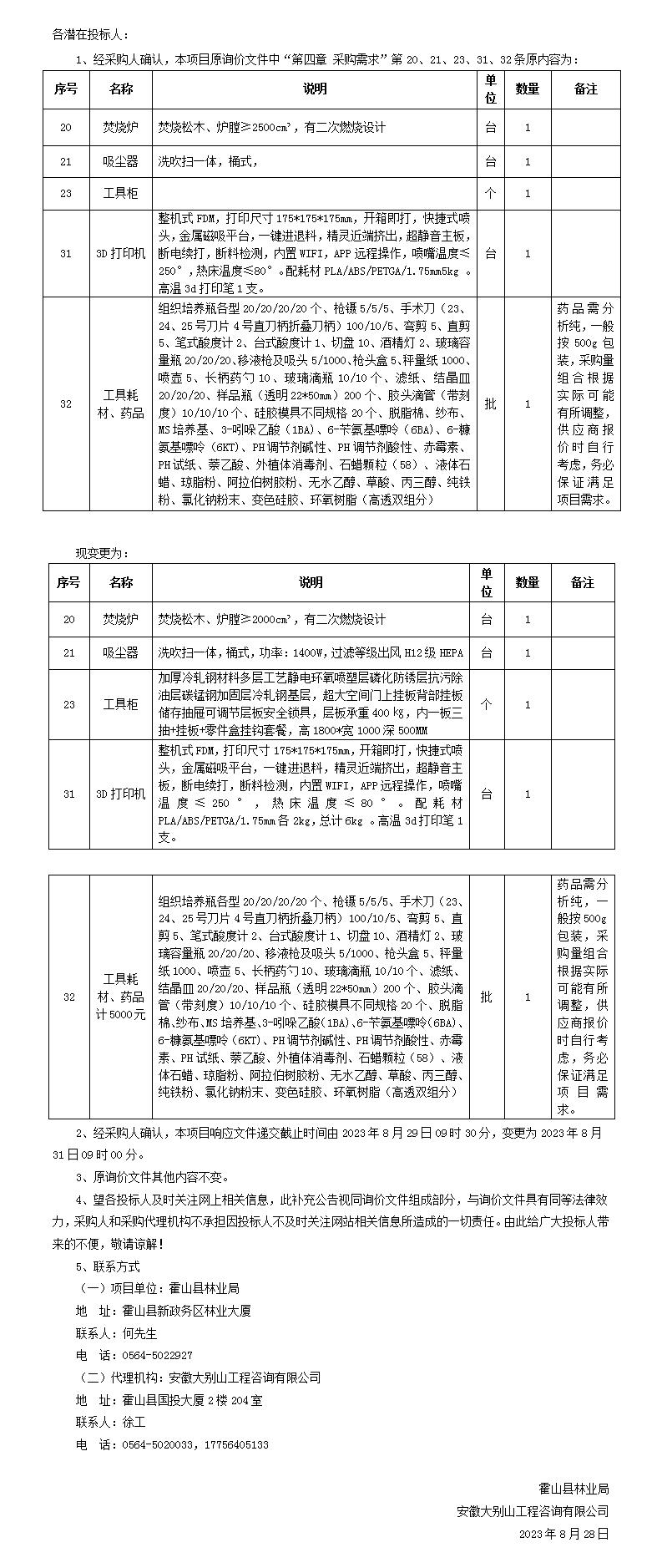 DBSCG-2023-113 霍山縣2023年其他林業(yè)有害生物測報項目的補充公告